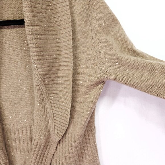 Autumn Cashmere Ribbed Drape Cardigan Size Small Open Front Nep Beige Sweater - Picture 8 of 13